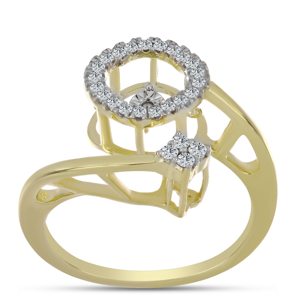 Goldplattierter Silberring mit weißem Diamant und weißem Topas 3 