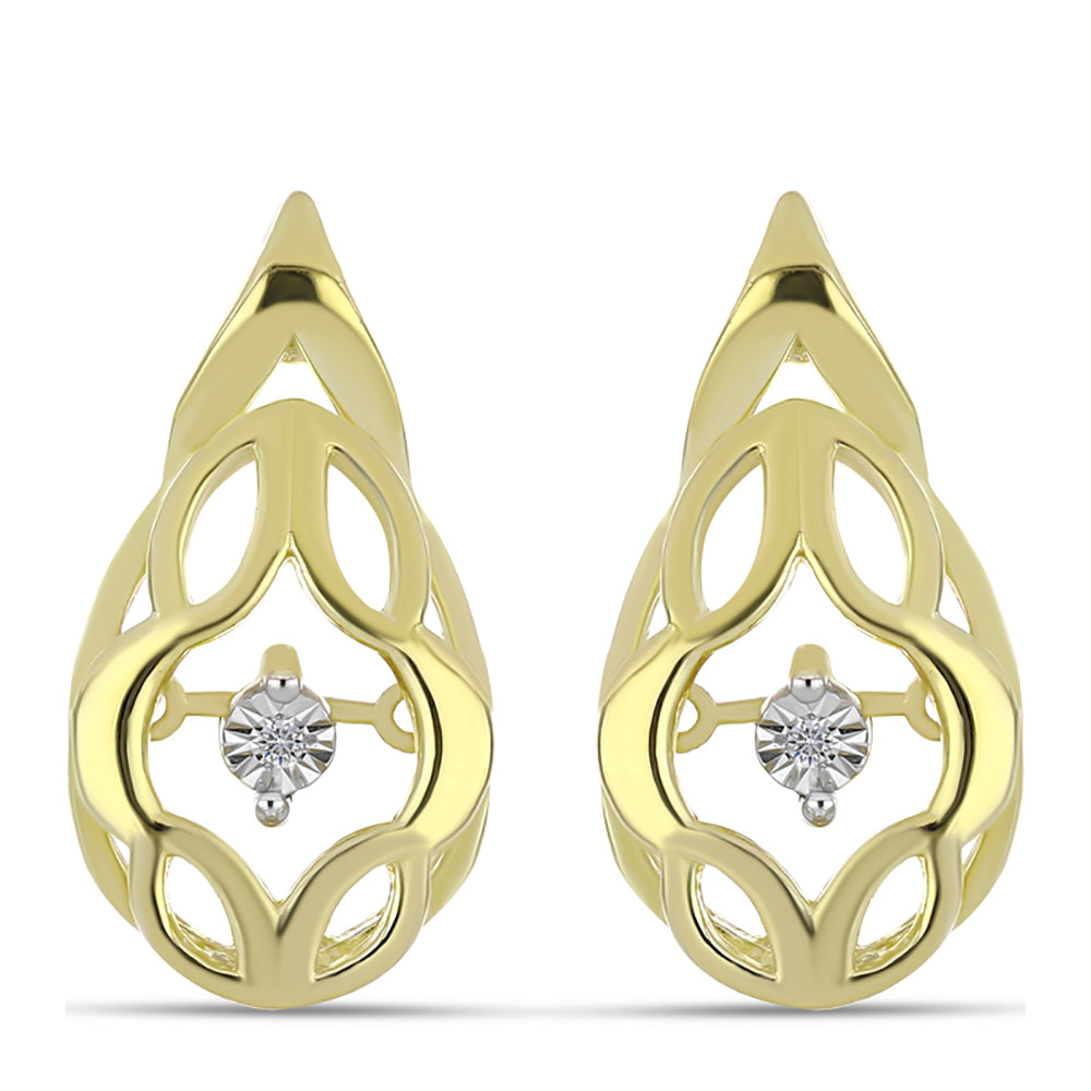Goldplattierte Silberohrringe mit weißem Diamant 1 