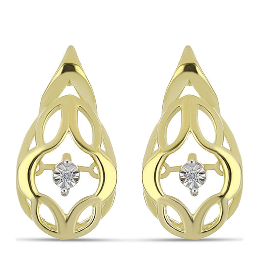 Goldplattierte Silberohrringe mit weißem Diamant