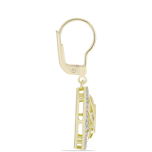 Goldplattierte Silberohrringe mit weißem Diamant und weißem Topas