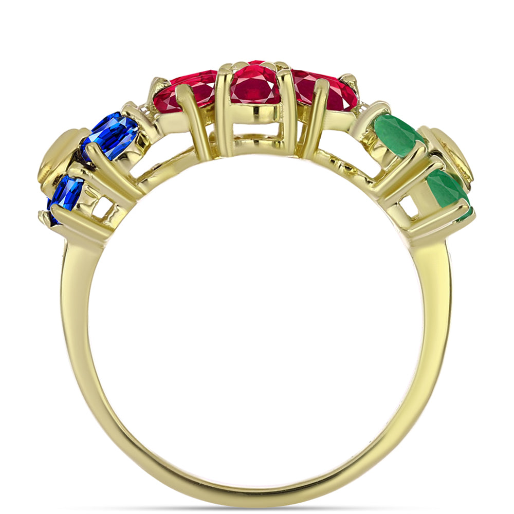 Goldplattierter Silberring mit Rubin aus Madagaskar und australischem blauem Saphir