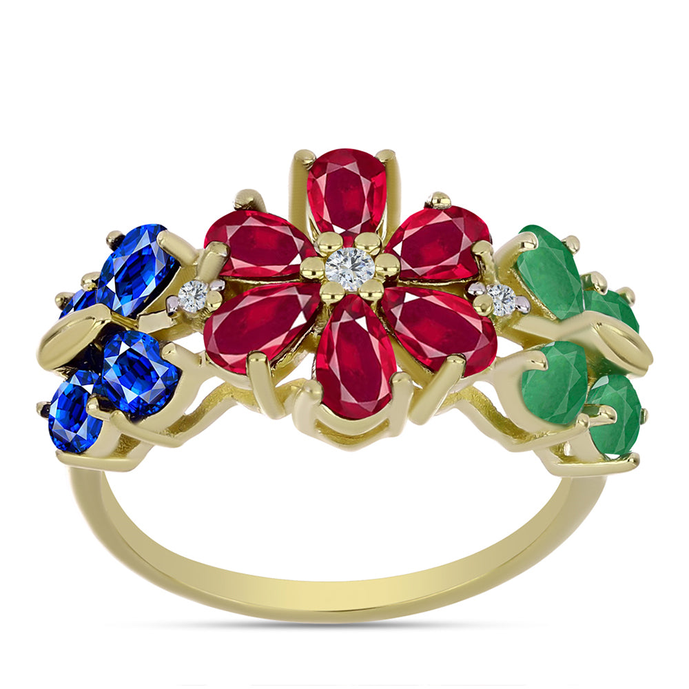 Goldplattierter Silberring mit Rubin aus Madagaskar und australischem blauem Saphir 1 