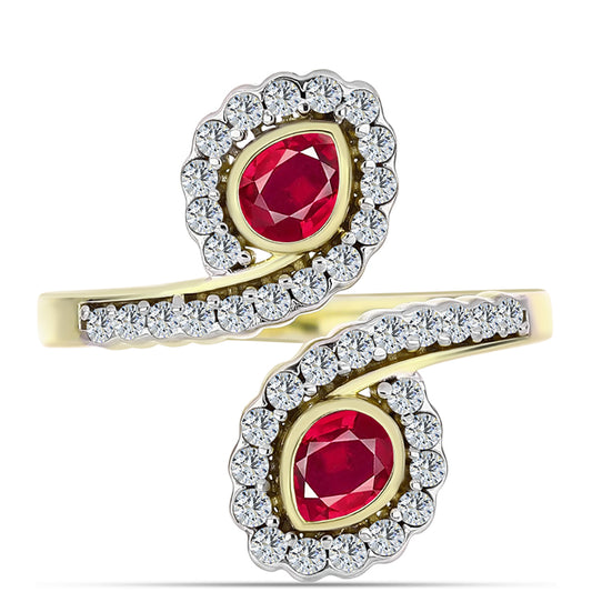 Goldplattierter Silberring mit Rubin aus Madagaskar und weißem Topas