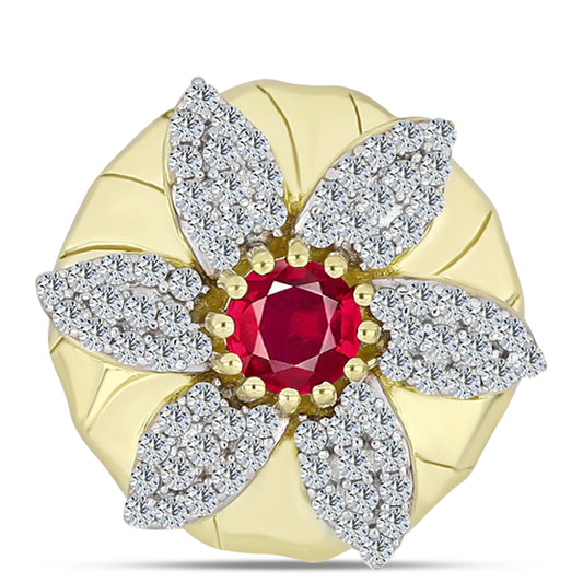 Goldplattierter Silberanhänger mit Rubin aus Madagaskar und weißem Topas