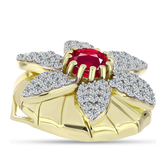 Goldplattierter Silberanhänger mit Rubin aus Madagaskar und weißem Topas