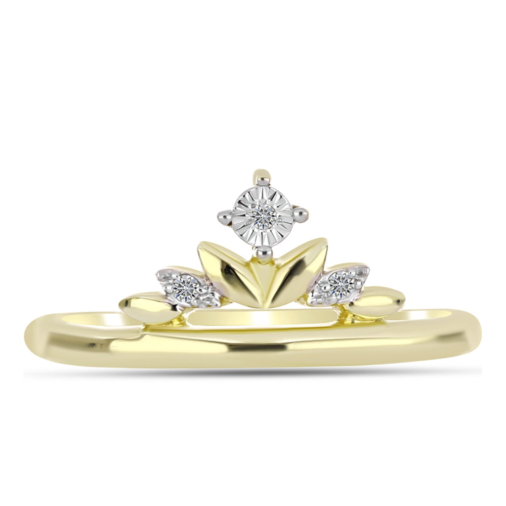Goldplattierter Silberring mit weißem Diamant