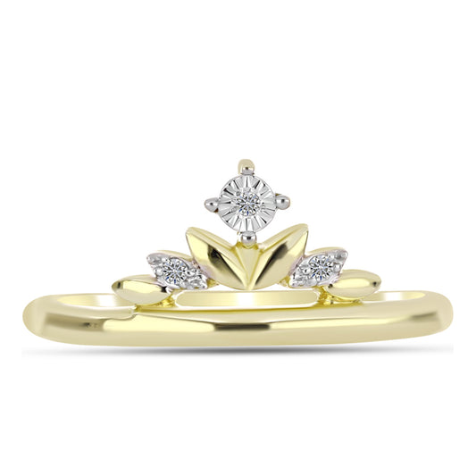 Goldplattierter Silberring mit weißem Diamant