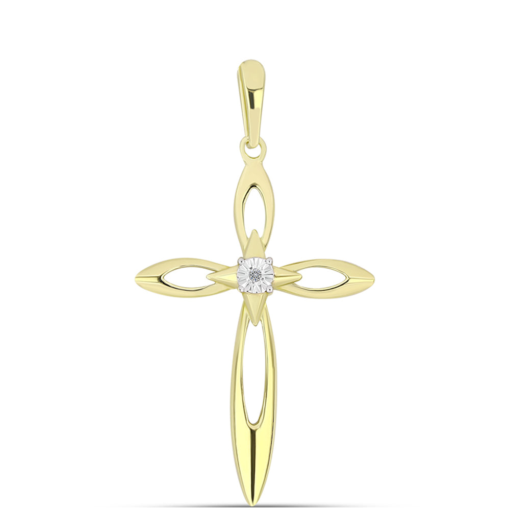 Goldplattierter Silberanhänger mit weißem Diamant 1 