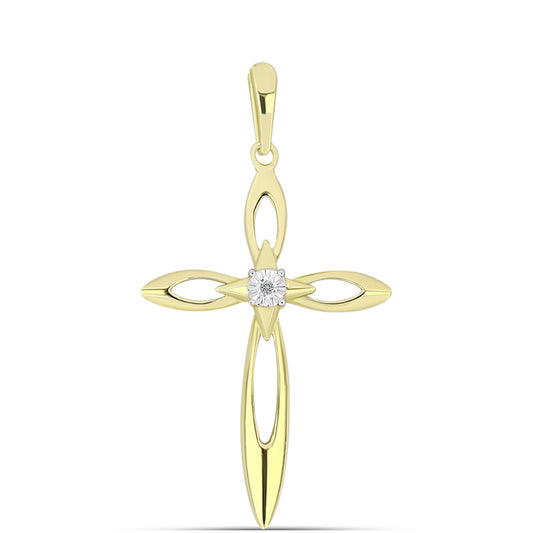 Goldplattierter Silberanhänger mit weißem Diamant