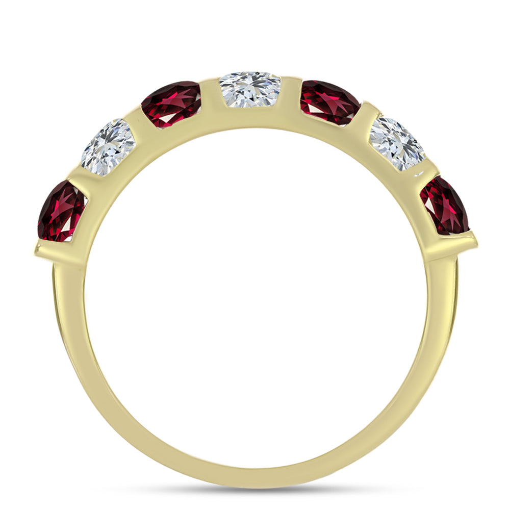 Goldplattierter Silberring mit Rhodolith Granat und weißem Topas 3 