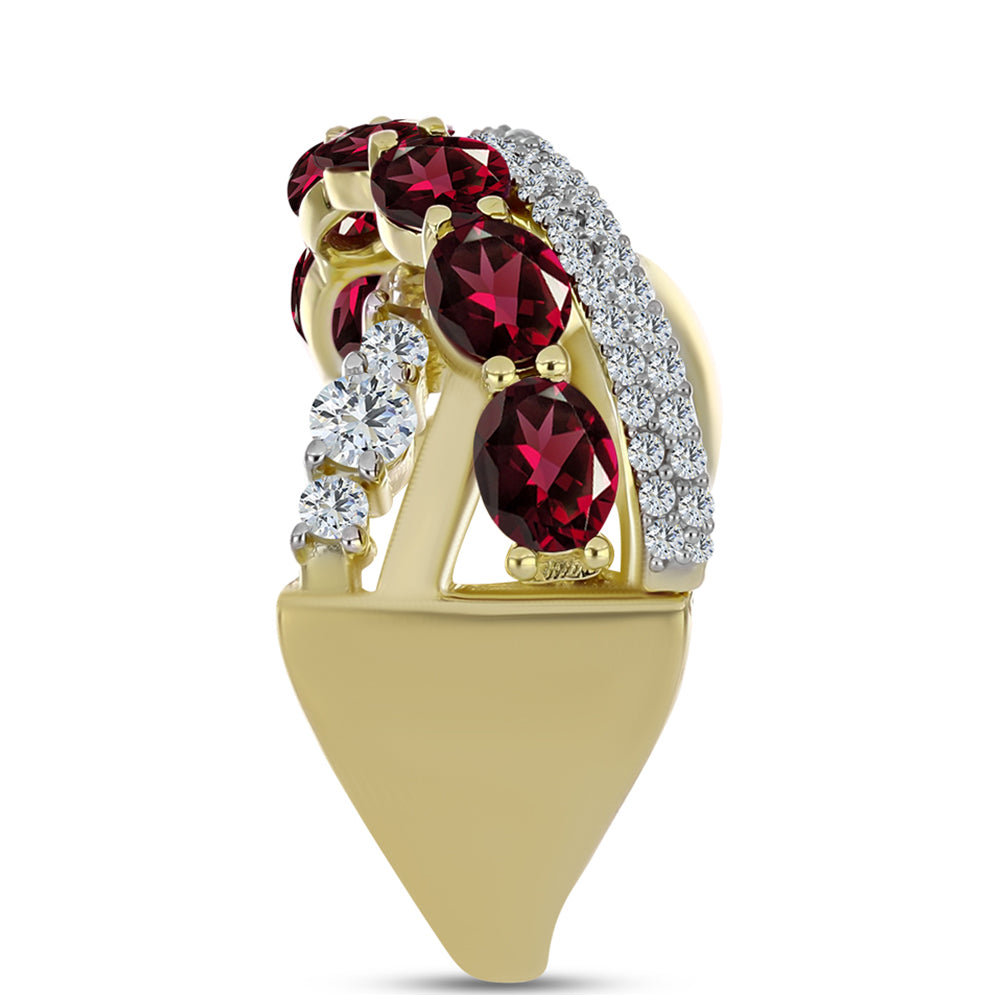 Goldplattierter Silberring mit Rhodolith Granat und weißem Topas 4 