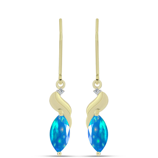 Goldplattierte Silberohrringe mit äthiopischem Paradiese-Opal und weißem Topas