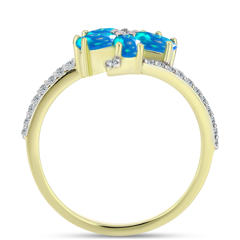 Goldplattierter Silberring mit äthiopischem Paradiese-Opal und weißem Topas 2 