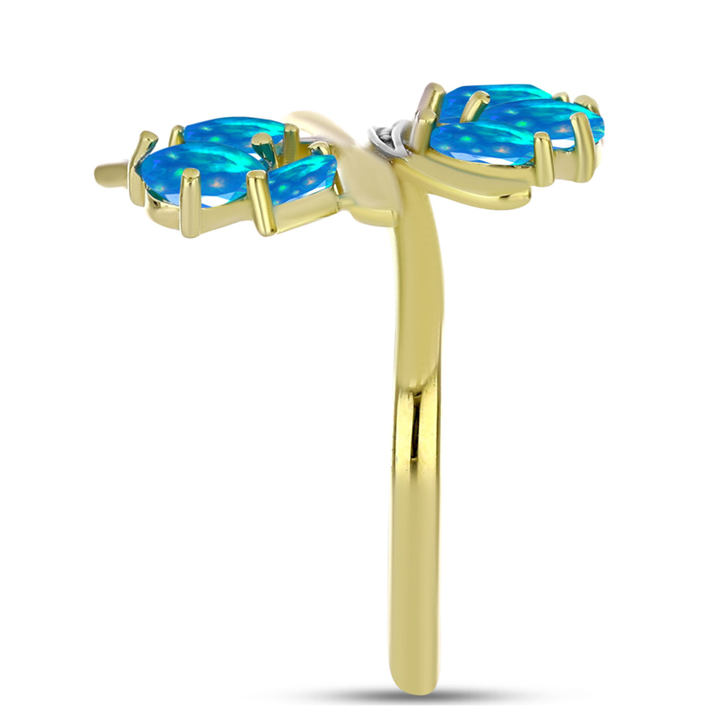 Goldplattierter Silberring mit äthiopischem Paradiese-Opal und weißem Topas 4 