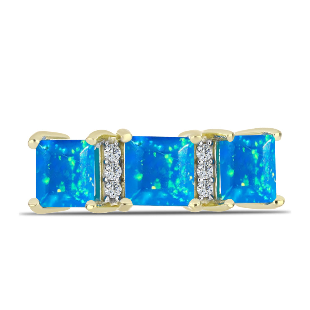 Goldplattierter Silberring mit äthiopischem Paradiese-Opal und weißem Topas 1 