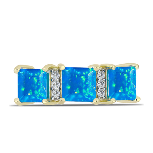 Goldplattierter Silberring mit äthiopischem Paradiese-Opal und weißem Topas