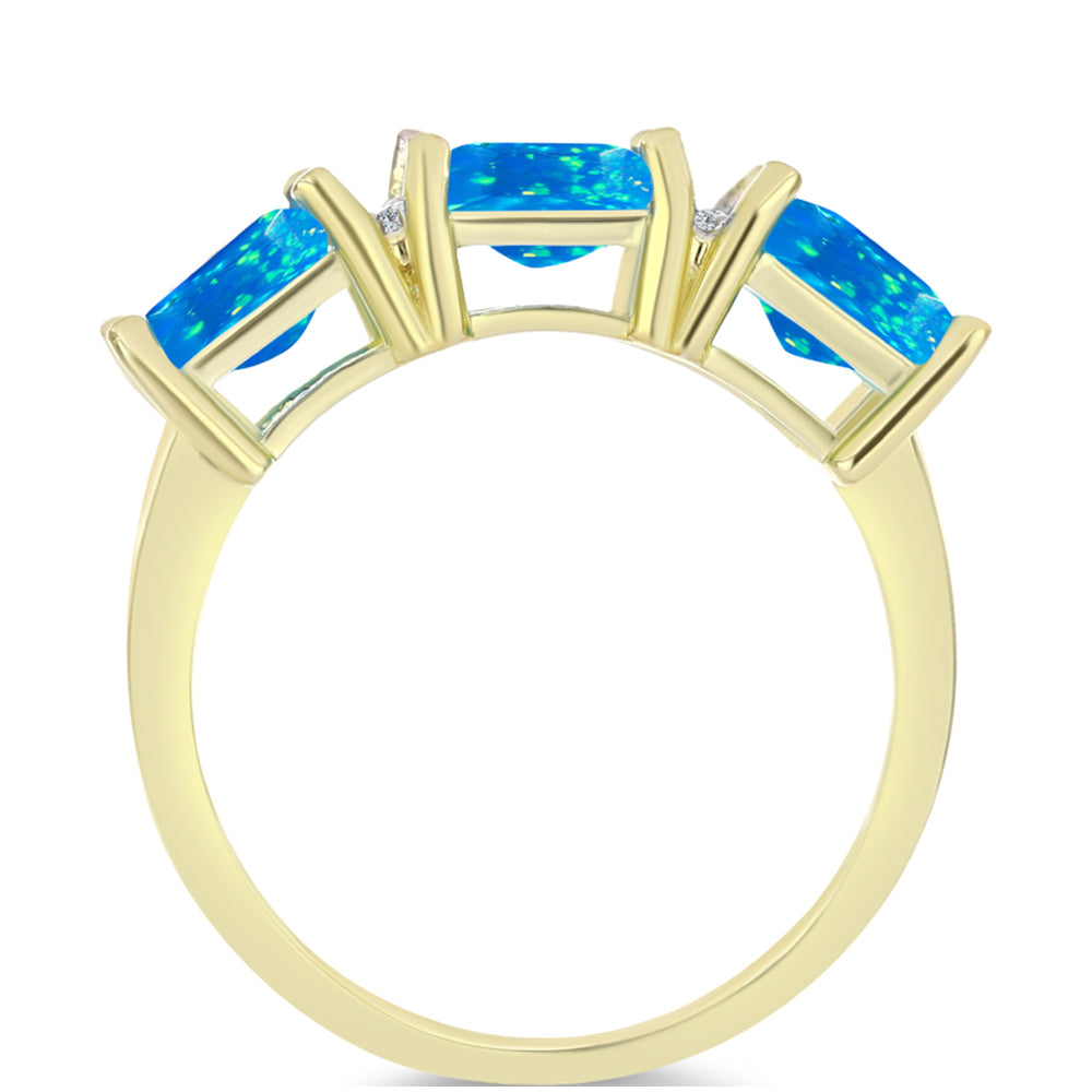Goldplattierter Silberring mit äthiopischem Paradiese-Opal und weißem Topas