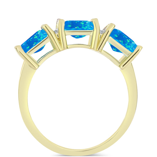 Goldplattierter Silberring mit äthiopischem Paradiese-Opal und weißem Topas