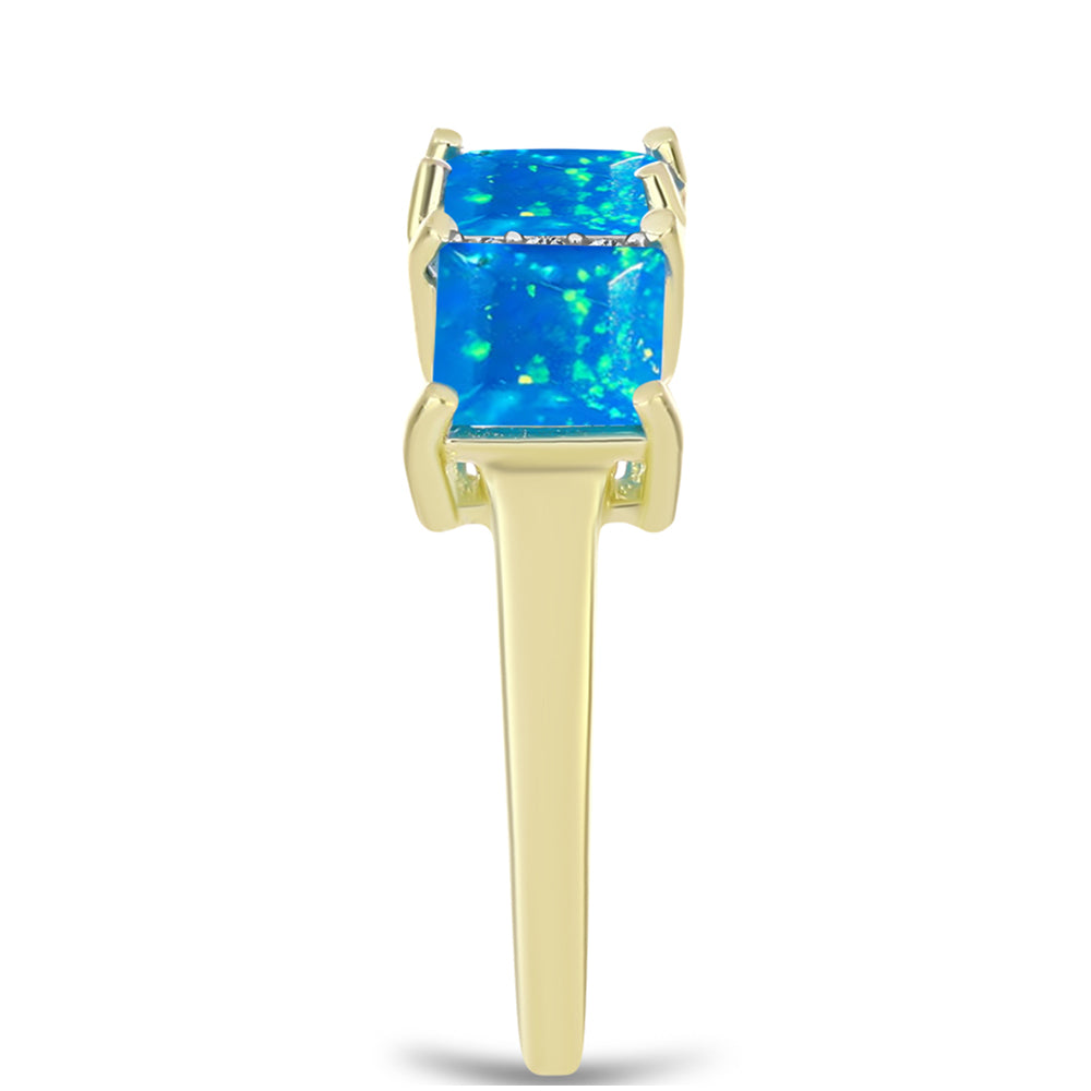 Goldplattierter Silberring mit äthiopischem Paradiese-Opal und weißem Topas