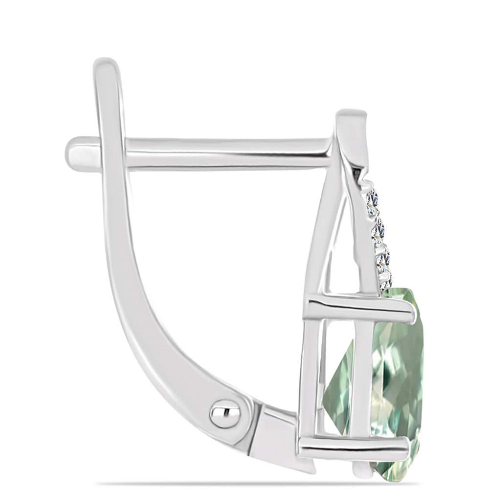 Silberohrringe mit grünem Amethyst und weißem Topas 2 