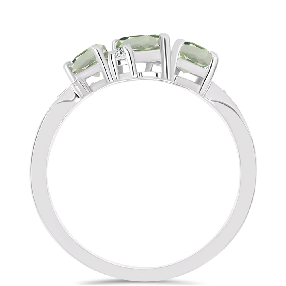 Silberring mit grünem Amethyst und weißem Topas 2 