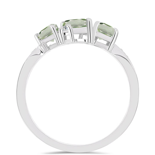 Silberring mit grünem Amethyst und weißem Topas