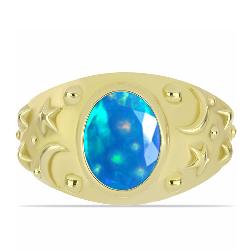 Goldplattierter Silberring mit äthiopischem Paradiese-Opal 1 