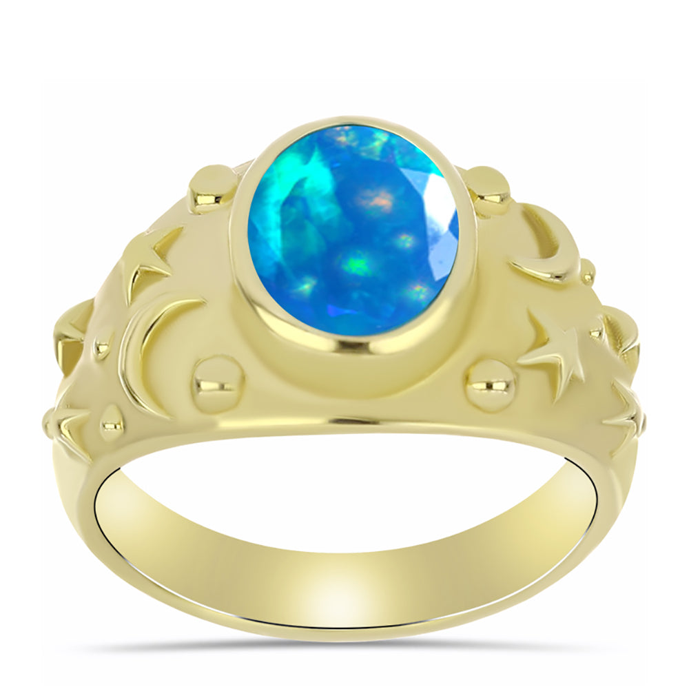 Goldplattierter Silberring mit äthiopischem Paradiese-Opal 3 