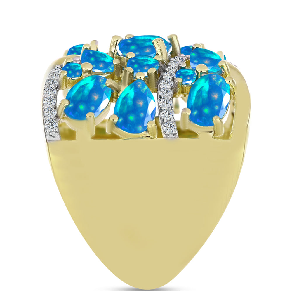 Goldplattierter Silberring mit äthiopischem Paradiese-Opal und weißem Topas 4 