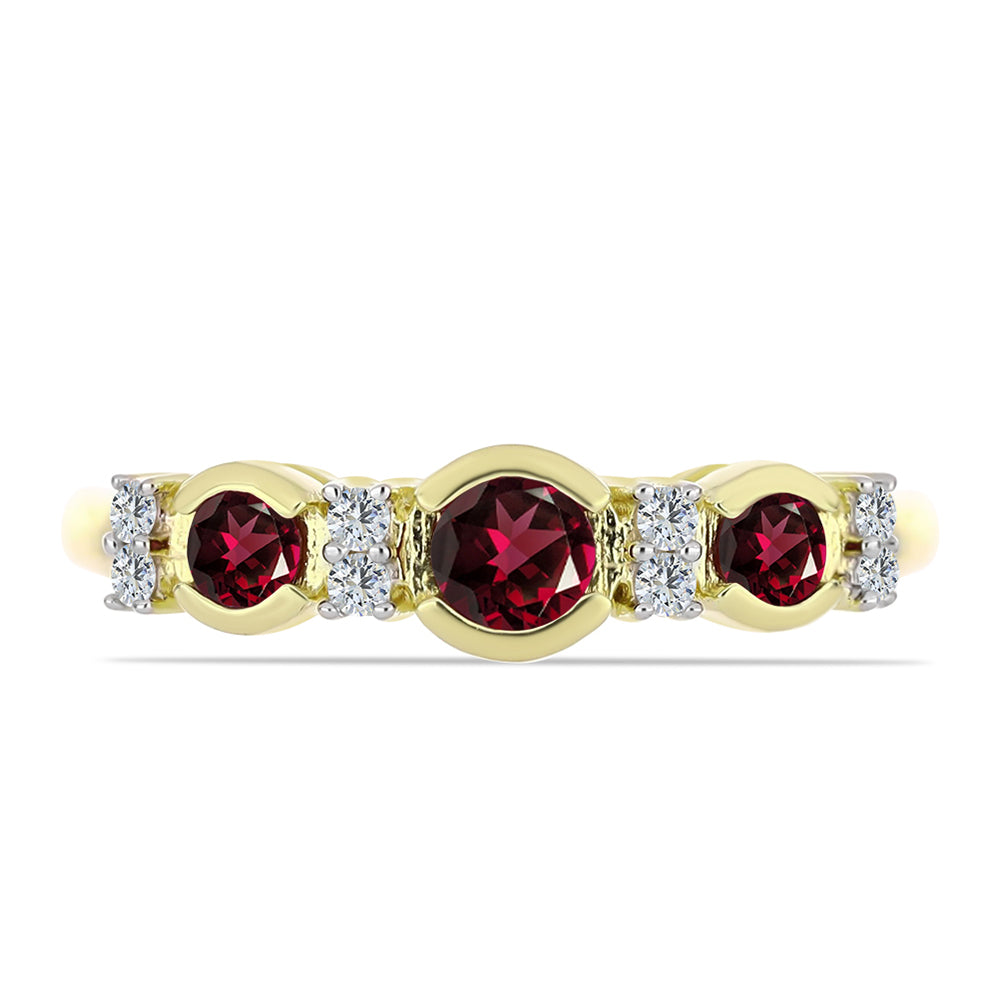 Goldplattierter Silberring mit Rhodolith Granat und weißem Topas 2 