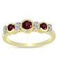 Goldplattierter Silberring mit Rhodolith Granat und weißem Topas