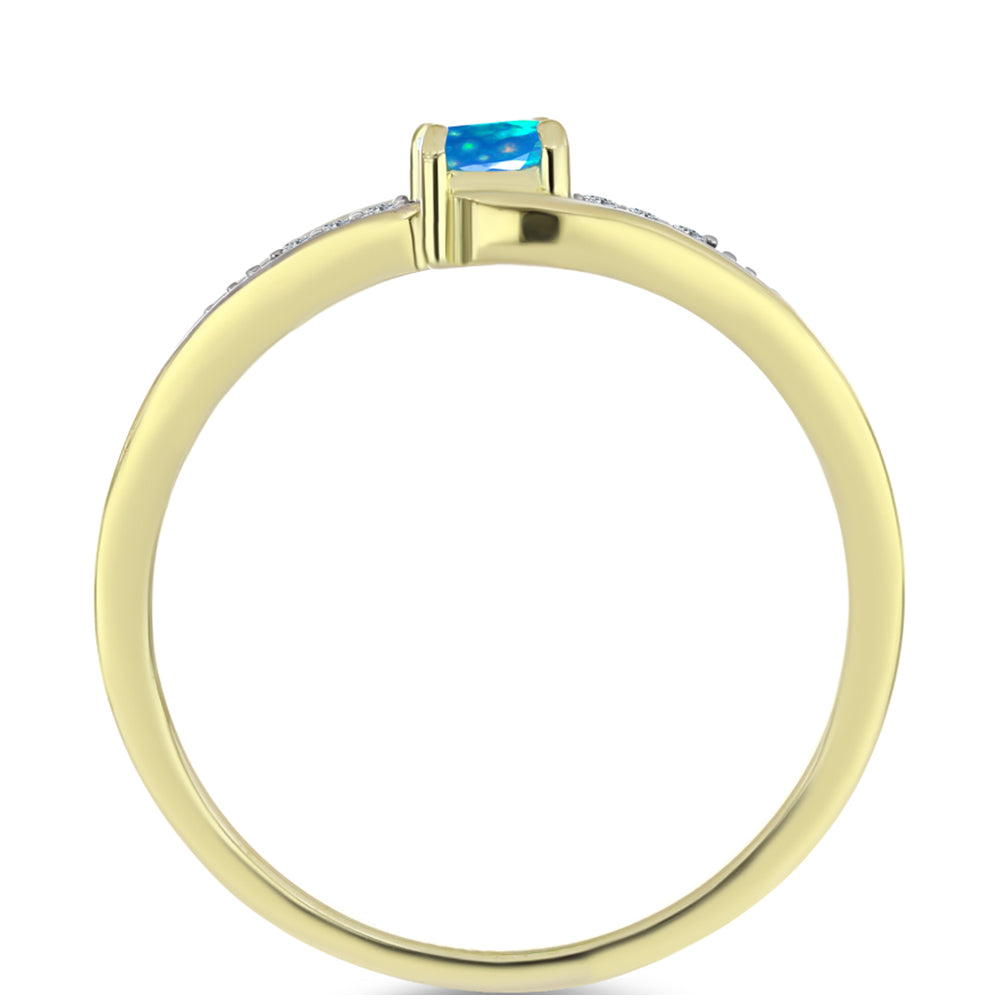 Goldplattierter Silberring mit äthiopischem Paradiese-Opal und weißem Topas 2 