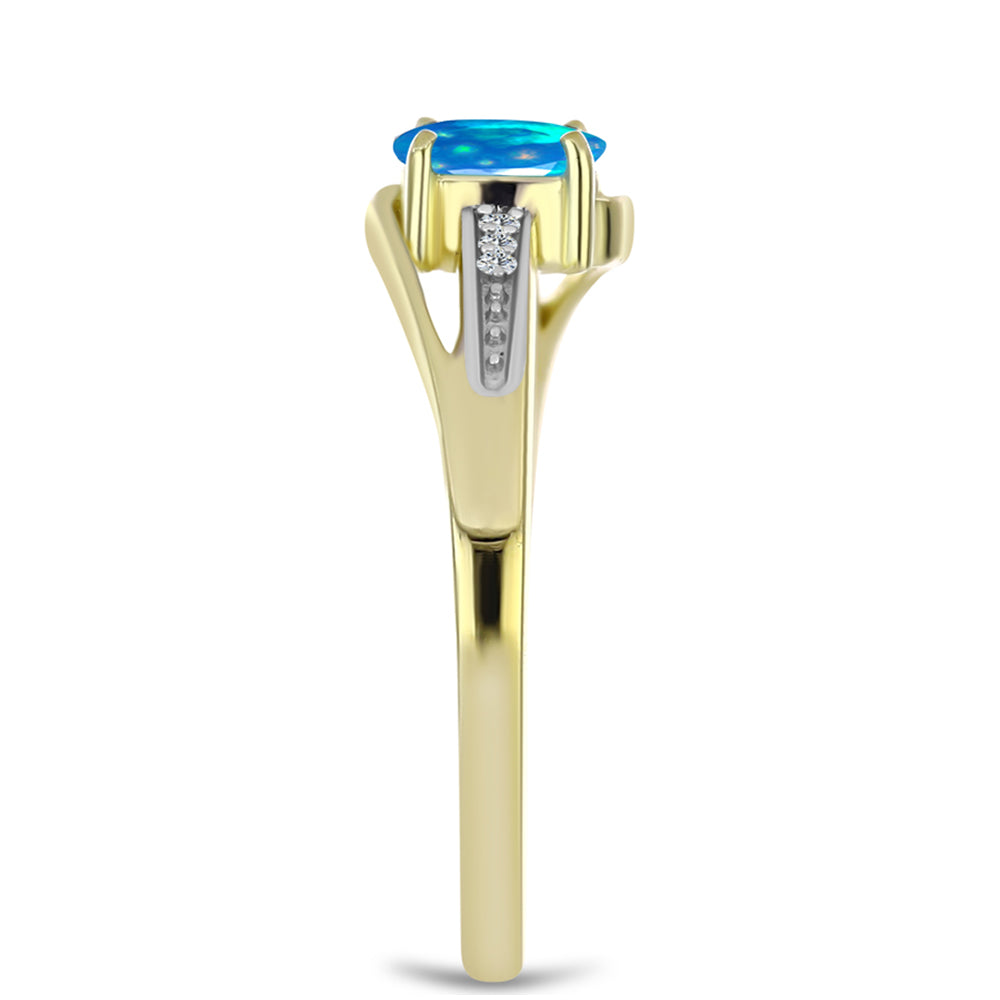 Goldplattierter Silberring mit äthiopischem Paradiese-Opal und weißem Topas