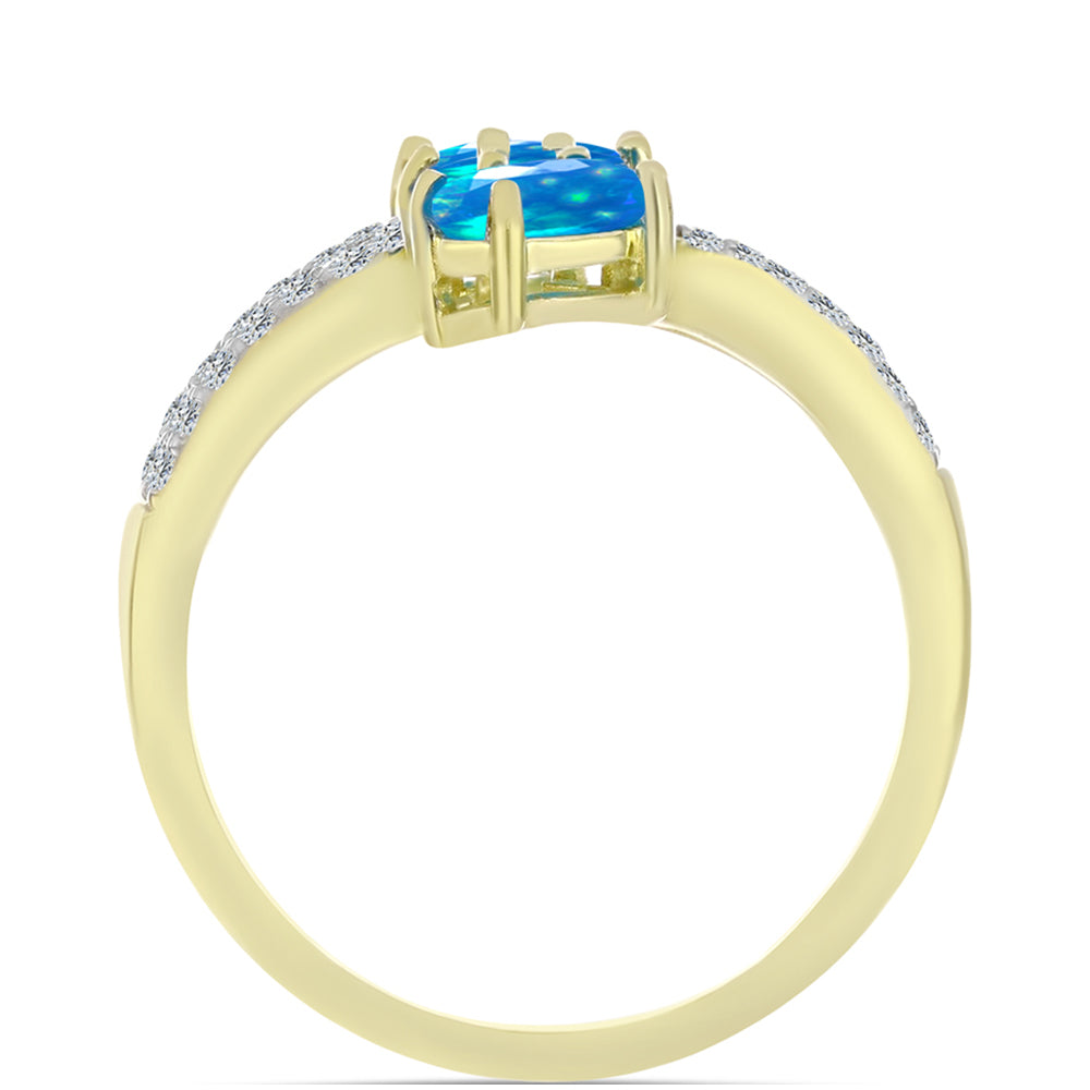 Goldplattierter Silberring mit äthiopischem Paradiese-Opal und weißem Topas 2 