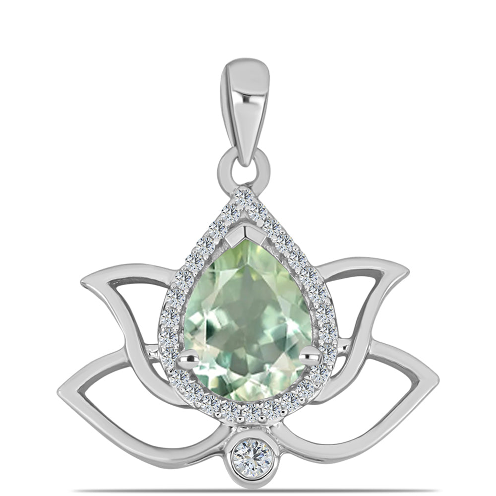 Silberanhänger mit grünem Amethyst und weißem Topas 1 