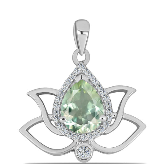 Silberanhänger mit grünem Amethyst und weißem Topas