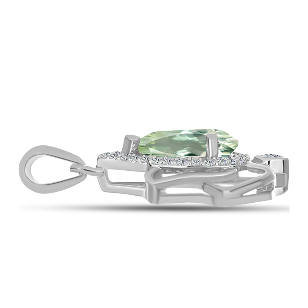 Silberanhänger mit grünem Amethyst und weißem Topas 2 