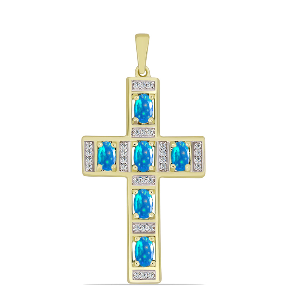 Goldplattierter Silberanhänger mit äthiopischem Paradiese-Opal und weißem Topas 1 