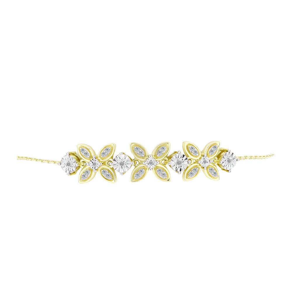 Goldplattiertes Silberarmband mit weißem Diamant und weißem Topas 2 