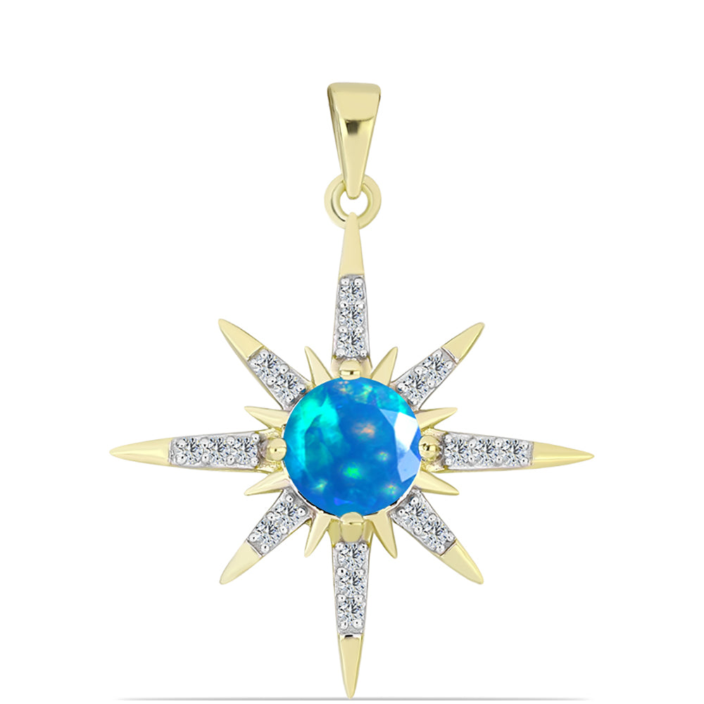 Goldplattierter Silberanhänger mit äthiopischem Paradiese-Opal und weißem Topas 1 
