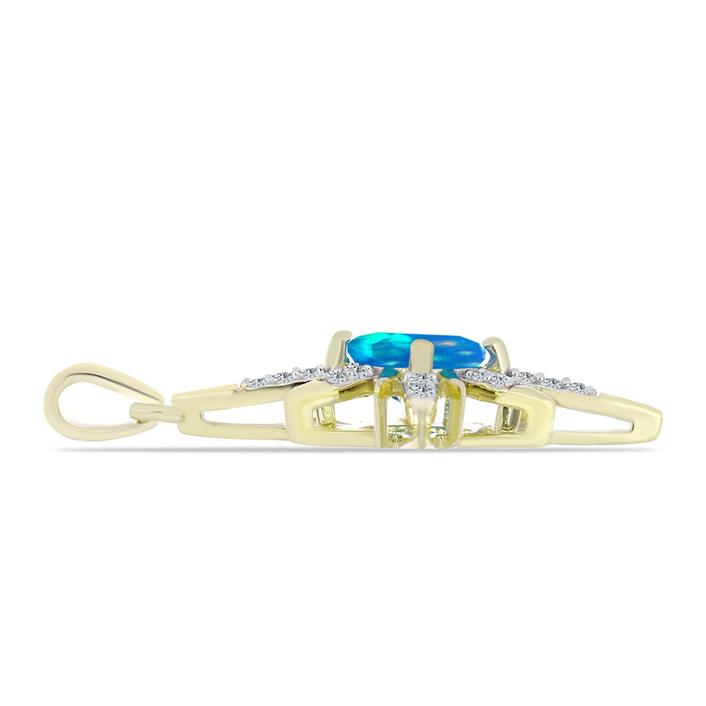Goldplattierter Silberanhänger mit äthiopischem Paradiese-Opal und weißem Topas 2 