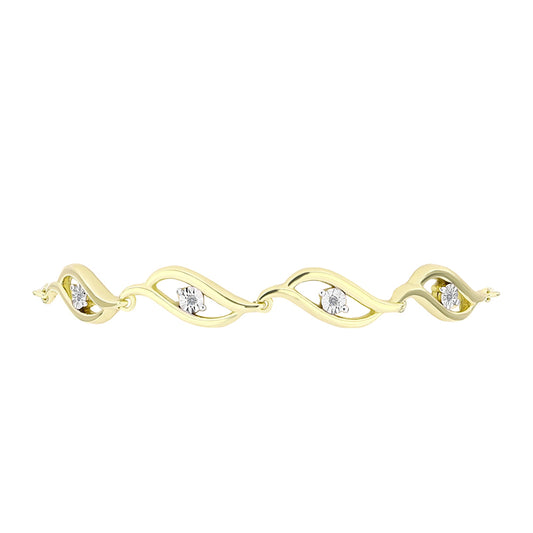 Goldplattiertes Silberarmband mit weißem Diamant