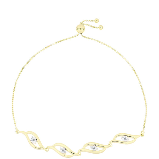 Goldplattiertes Silberarmband mit weißem Diamant