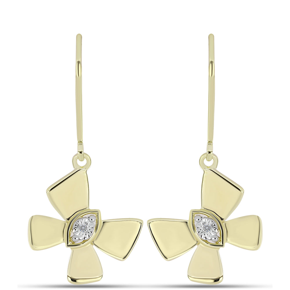 Goldplattierte Silberohrringe mit weißem Diamant