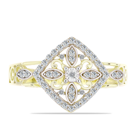 Goldplattierter Silberring mit weißem Diamant und weißem Topas