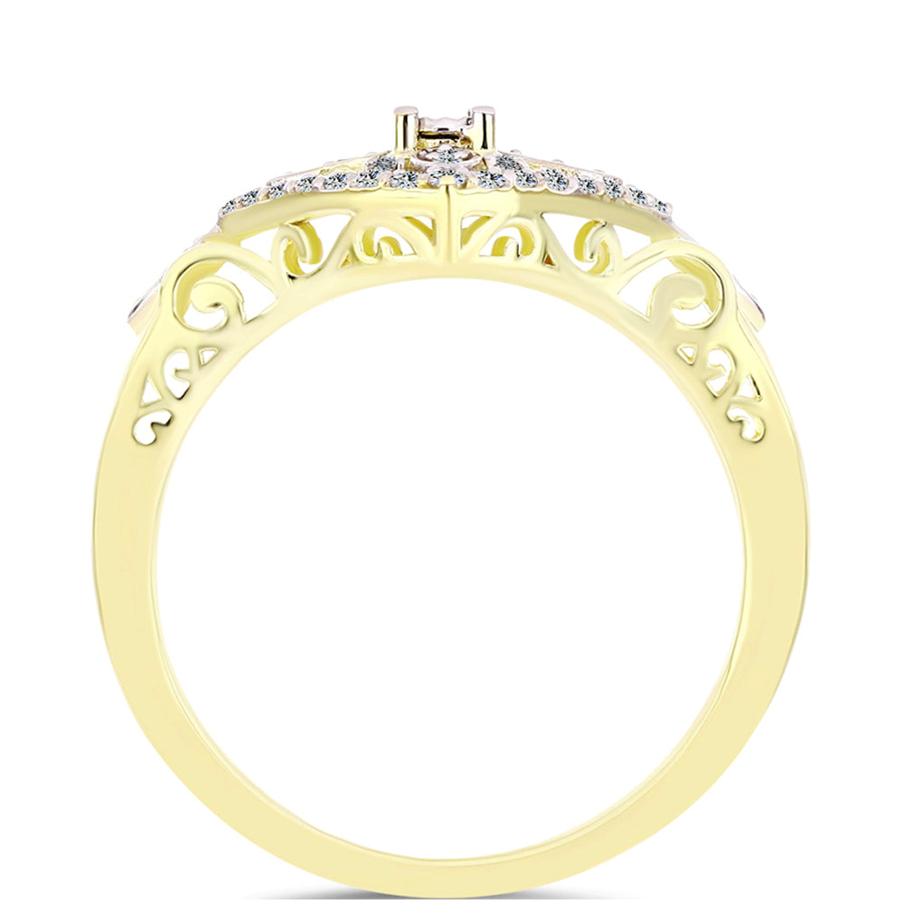 Goldplattierter Silberring mit weißem Diamant und weißem Topas 2 