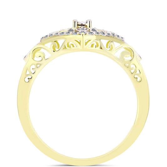 Goldplattierter Silberring mit weißem Diamant und weißem Topas