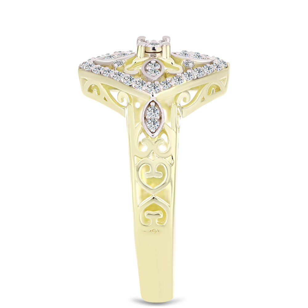 Goldplattierter Silberring mit weißem Diamant und weißem Topas