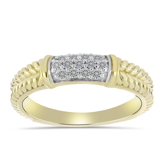 Goldplattierter Silberring mit weißem Diamant