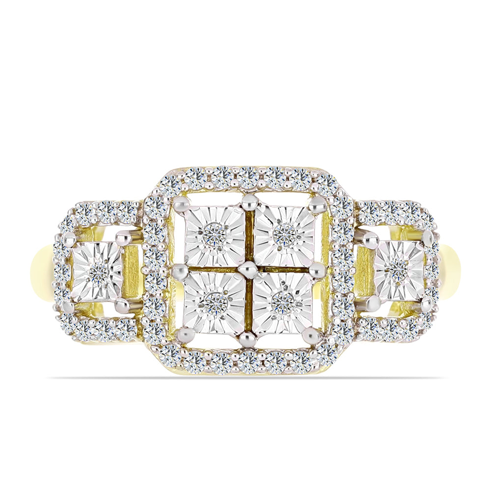 Goldplattierter Silberring mit weißem Diamant und weißem Topas
